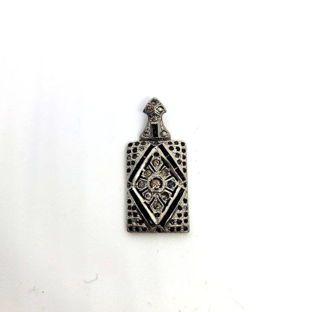 Marcasite and Crystal Necklace Pendant Only Appx 1.75 Inches Long